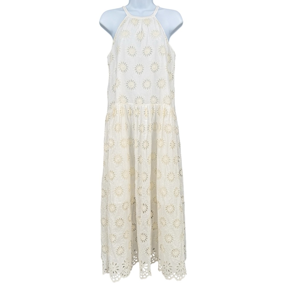 Madewell Floral Eyelet Embroidery Drop-Waist Cotton Oversized Maxi Dress Size S